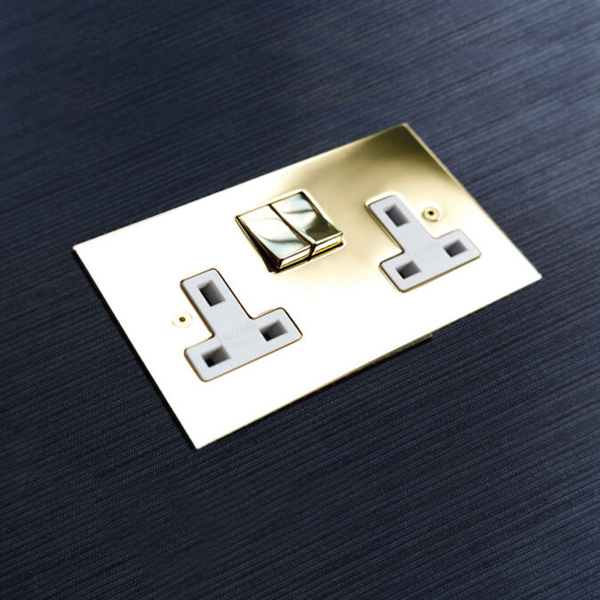 Trimless switches square corner faceplate polished brass Focus SB