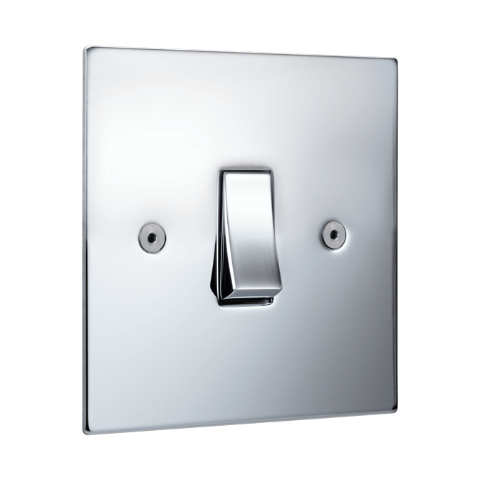 Trimless switches square corner faceplate polished chrome Focus SB